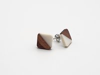 White Wooden Square Earrings