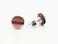 Pink Round - Wooden Earrings