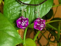 Violet D20 Dice Earrings 