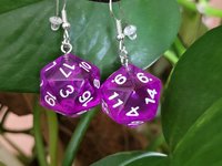 Violet D20 Dice Earrings 